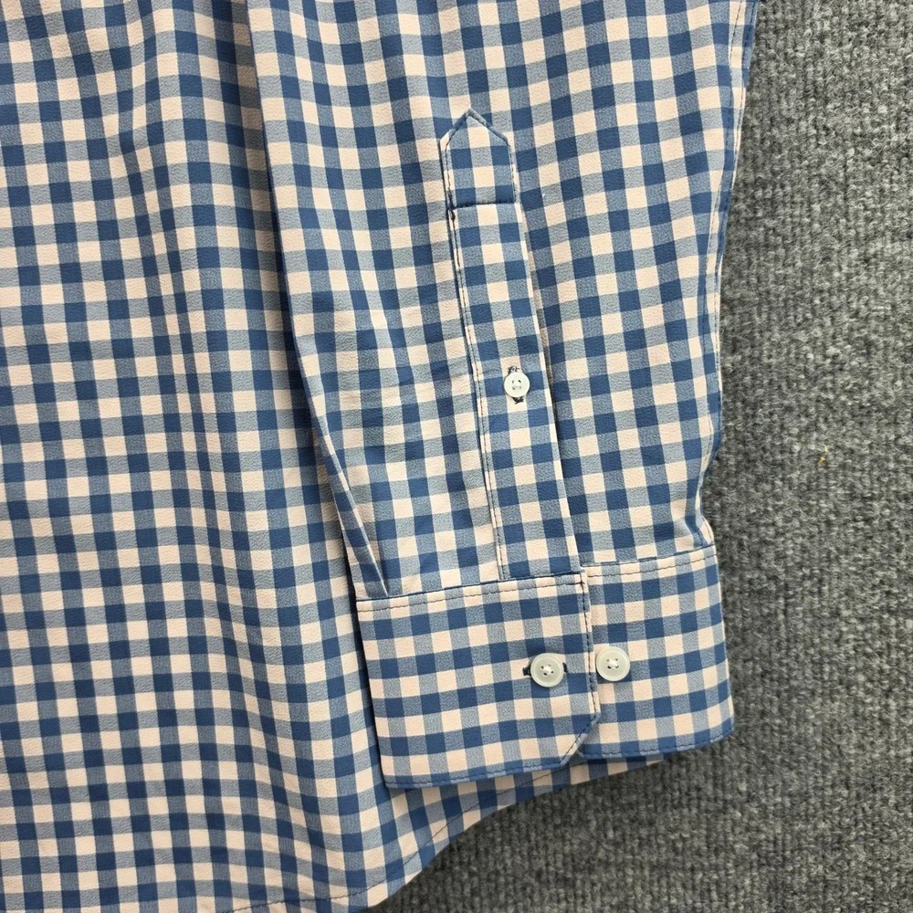 Mizzen+Main Leeward Mens XXL Classic Fit Blue White Gingham Dress Shirt 1WS-1224